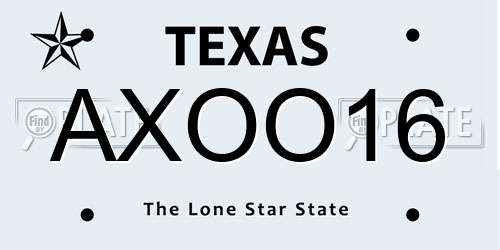 AXOO16 Texas License Plate