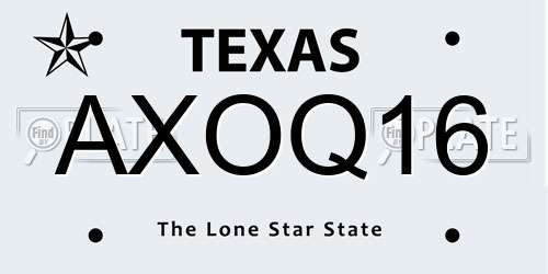 AXOQ16 Texas License Plate