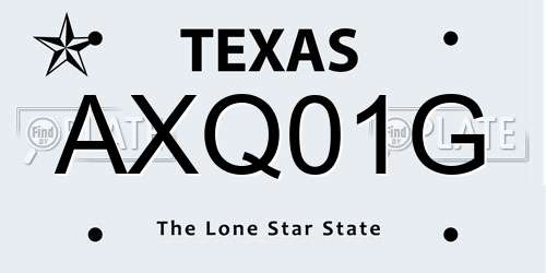 AXQ01G Texas License Plate