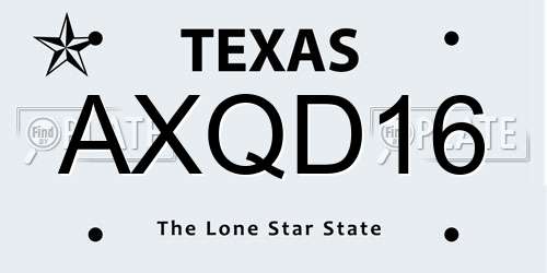 AXQD16 Texas License Plate