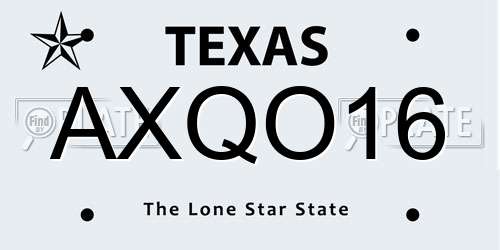 AXQO16 Texas License Plate