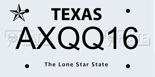 AXQQ16 Texas License Plate