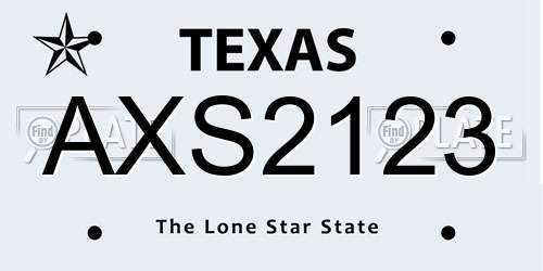 AXS2123 Texas License Plate