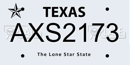 AXS2173 Texas License Plate