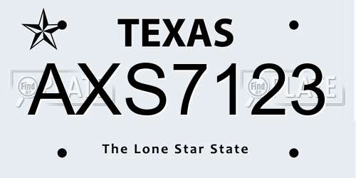 AXS7123 Texas License Plate