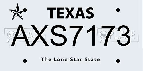AXS7173 Texas License Plate