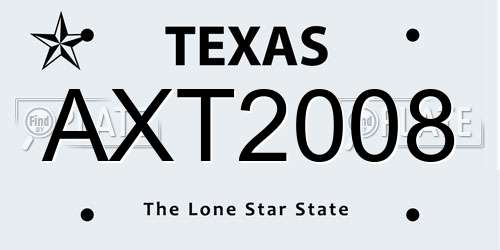 AXT2008 Texas License Plate