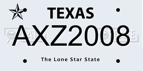AXZ2008 Texas License Plate