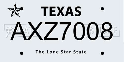 AXZ7008 Texas License Plate