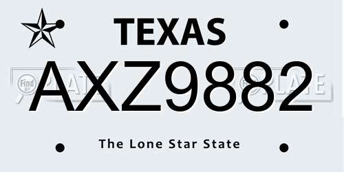 AXZ9882 Texas License Plate