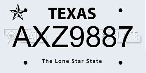 AXZ9887 Texas License Plate