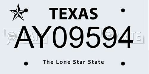AY09594 Texas License Plate