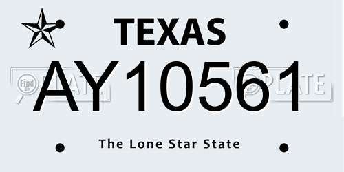 AY10561 Texas License Plate