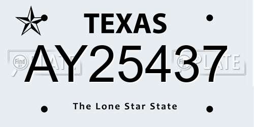 AY25437 Texas License Plate