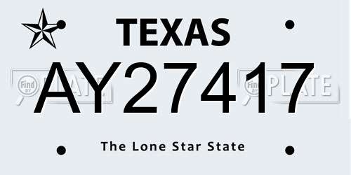 AY27417 Texas License Plate