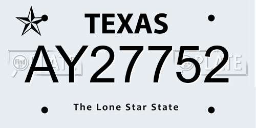 AY27752 Texas License Plate