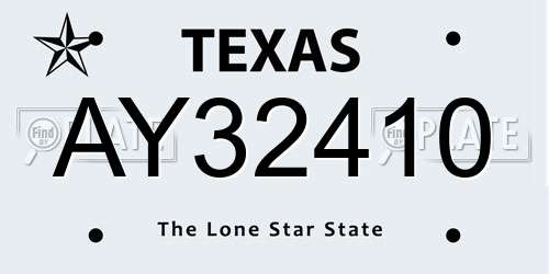 AY32410 Texas License Plate