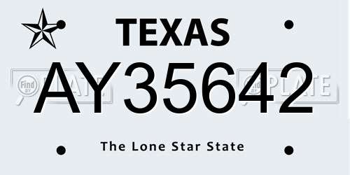 AY35642 Texas License Plate