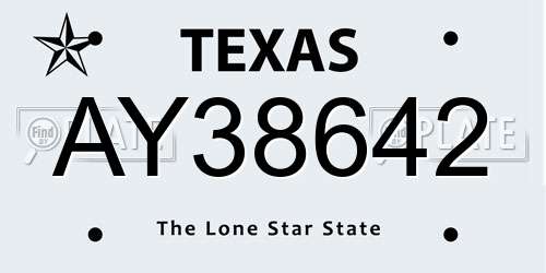 AY38642 Texas License Plate
