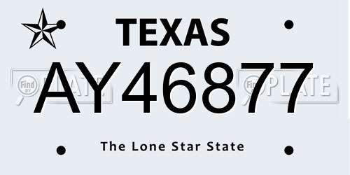 AY46877 Texas License Plate