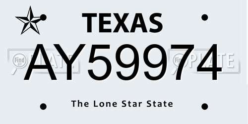 AY59974 Texas License Plate