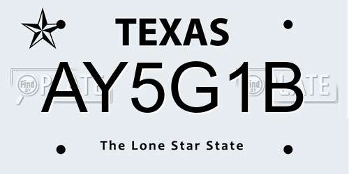 AY5G1B Texas License Plate