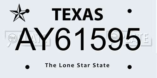AY61595 Texas License Plate