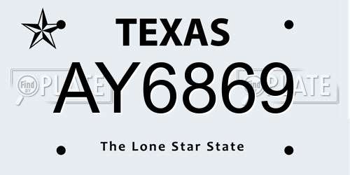 AY6869 Texas License Plate
