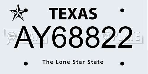 AY68822 Texas License Plate