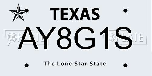 AY8G1S Texas License Plate
