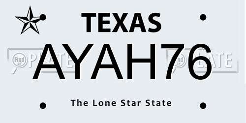 AYAH76 Texas License Plate