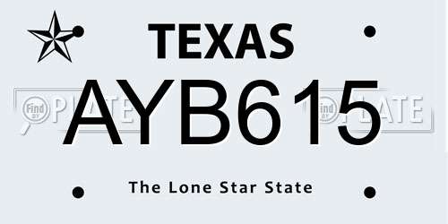 AYB615 Texas License Plate