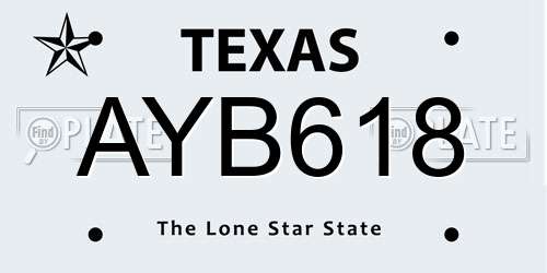 AYB618 Texas License Plate