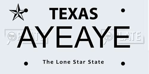 AYEAYE Texas License Plate