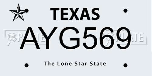 AYG569 Texas License Plate