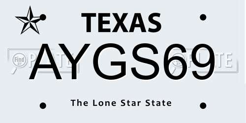 AYGS69 Texas License Plate