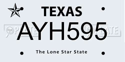 AYH595 Texas License Plate