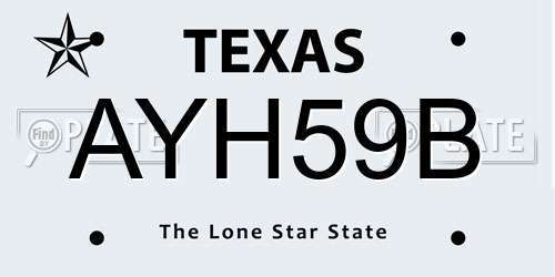 AYH59B Texas License Plate