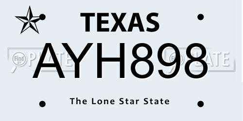 AYH898 Texas License Plate