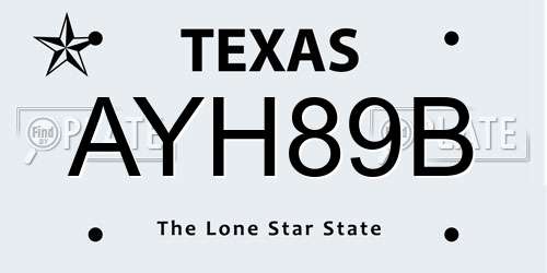AYH89B Texas License Plate