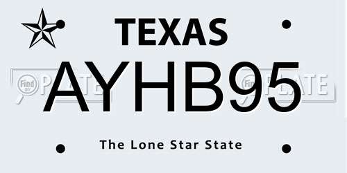 AYHB95 Texas License Plate