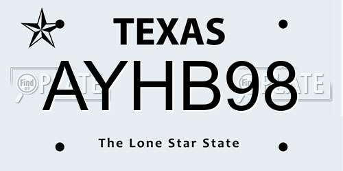 AYHB98 Texas License Plate