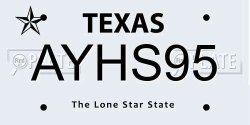 AYHS95 Texas License Plate