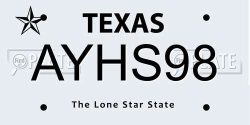 AYHS98 Texas License Plate