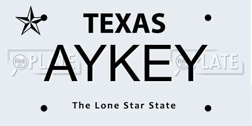 AYKEY Texas License Plate