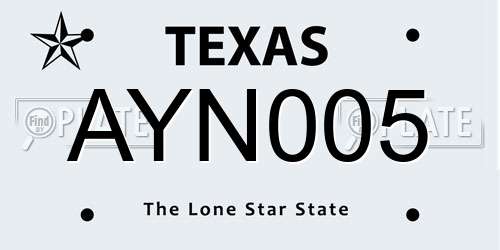 AYN005 Texas License Plate