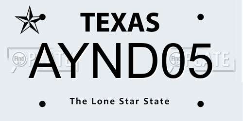 AYND05 Texas License Plate