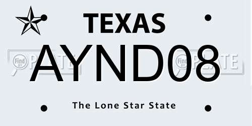 AYND08 Texas License Plate