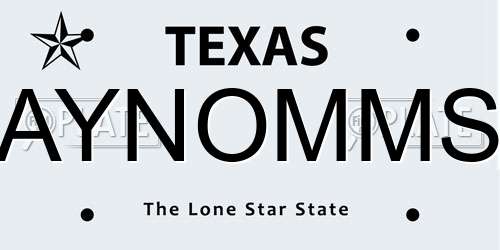 AYNOMMS Texas License Plate