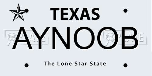 AYNOOB Texas License Plate